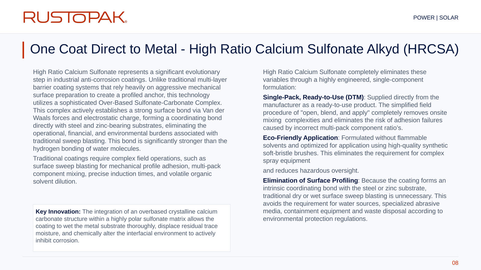 08. One Coat Direct to Metal - High Ratio Calcium Sulfonate Alkyd (HRCSA) 08. One Coat Direct to Metal - High Ratio Calcium Sulfonate Alkyd (HRCSA)